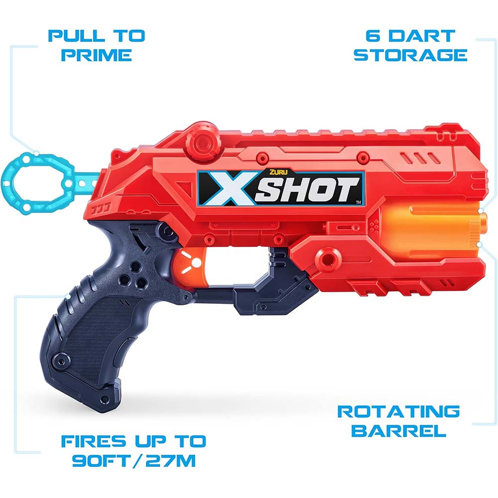 Zuru X-Shot Reflex 6 Lanzador De Dardos Espuma Con 12 Dardos 36433, lanzadores de juguete