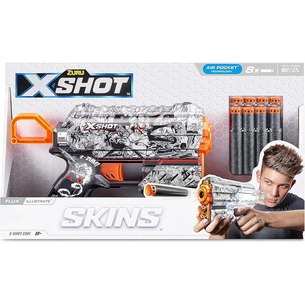 Zuru X-Shot Skins Flux Blaster con 16 Dardos Flux Illustrate 36516