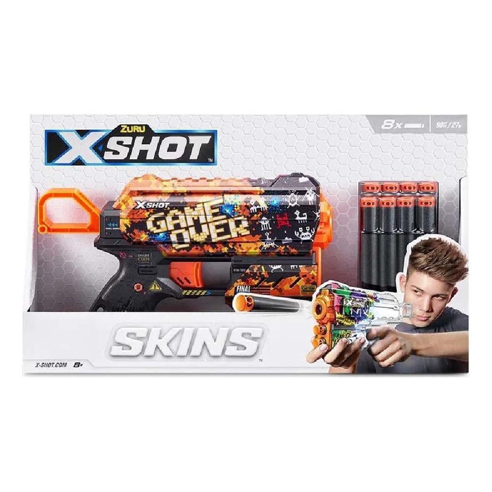Zuru X-Shot Skins Flux Blaster con 16 Dardos Game Over 36516