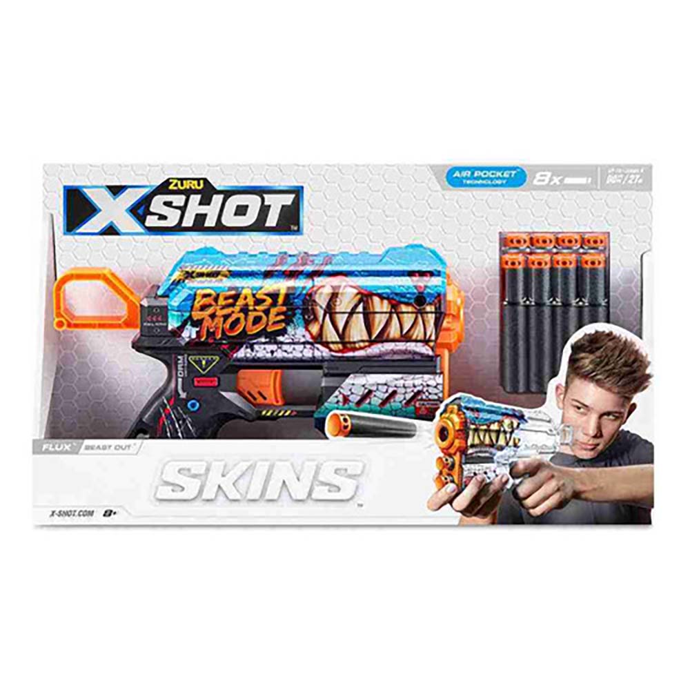 Zuru X-Shot Skins Flux Blaster con 16 Dardos Flux Beast Out 36516