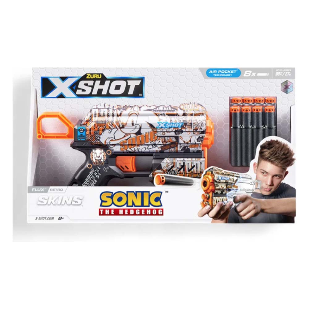Zuru X-Shot Lanzador Skins Flux Blaster Sonic RETRO 36648