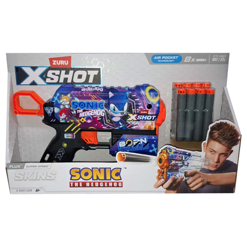 Zuru X-Shot Lanzador Skins Flux Blaster Sonic SUPER SPEED 36648