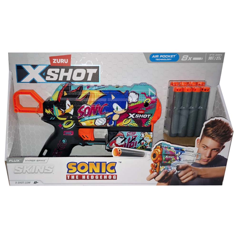 Zuru X-Shot Lanzador Skins Flux Blaster Sonic HYPER SPIKE 36648