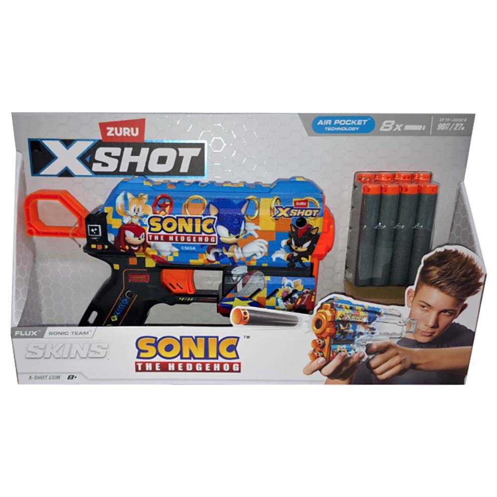 Zuru X-Shot Lanzador Skins Flux Blaster Sonic SONIC TEAM 36648
