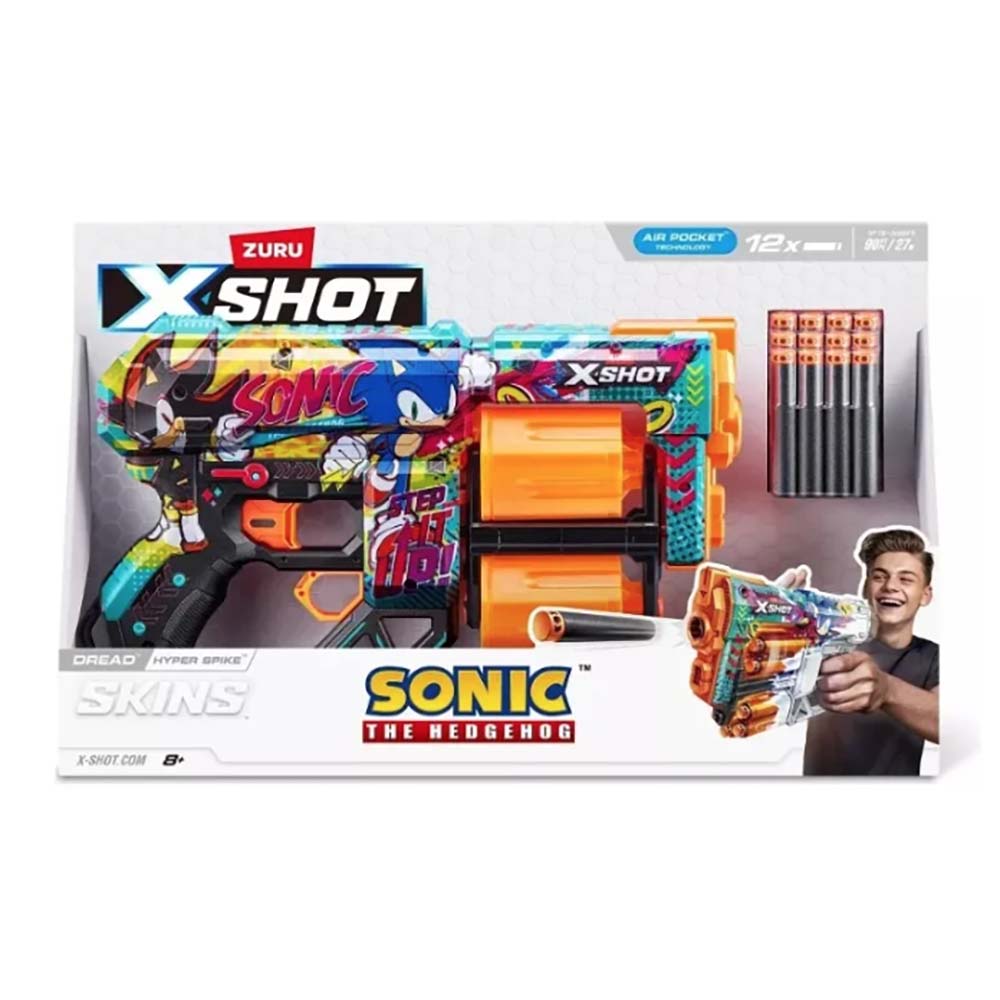 Zuru X-Shot XSHOT Skins Dread Foam Blaster Sonic HYPER SPIKE 36583, lanzadores de juguete