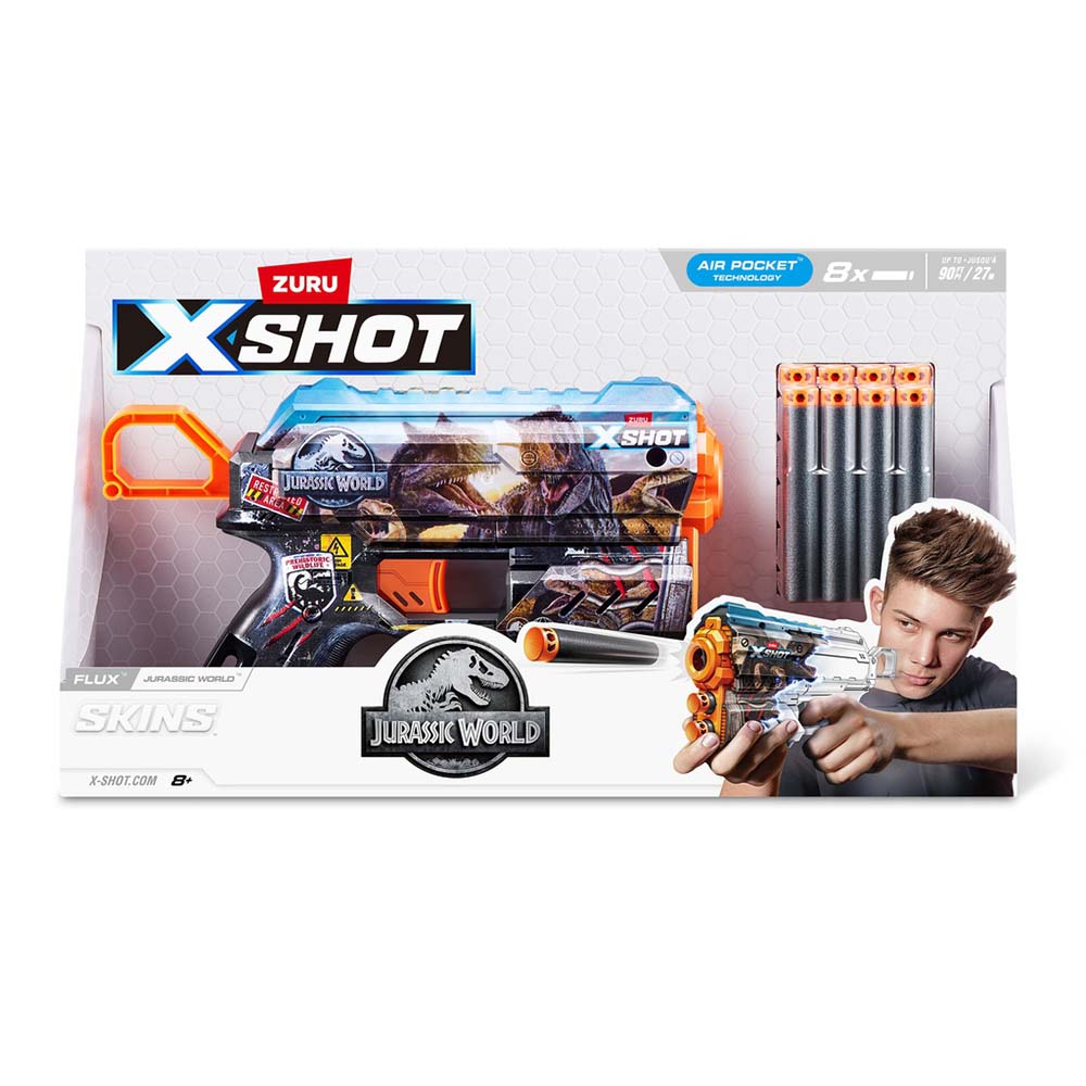 Zuru X-Shot Skins Flux Jurassic World, lanzadores de juguete