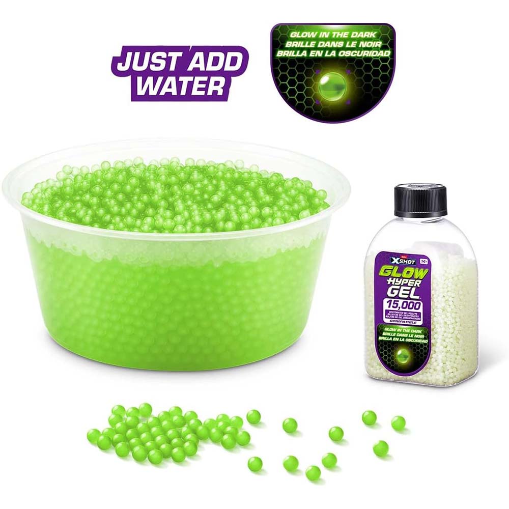 Zuru X-Shot Refill De Gel Hyper Gel Glow, recargas para lanzadores