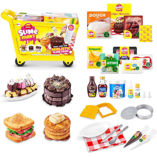 ZURU Slime Mart Carrito de Compras con Slime y Accesorios – Set de Juego de Comida Realista Serie 1 (23 piezas)