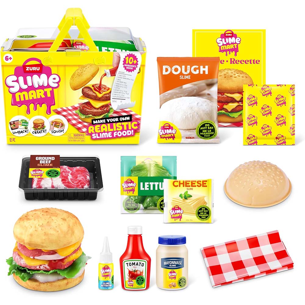 ZURU Slime Mart Kit de Hamburguesa – Set de Slime para Crear Comidas en Miniatura, masas y slime
