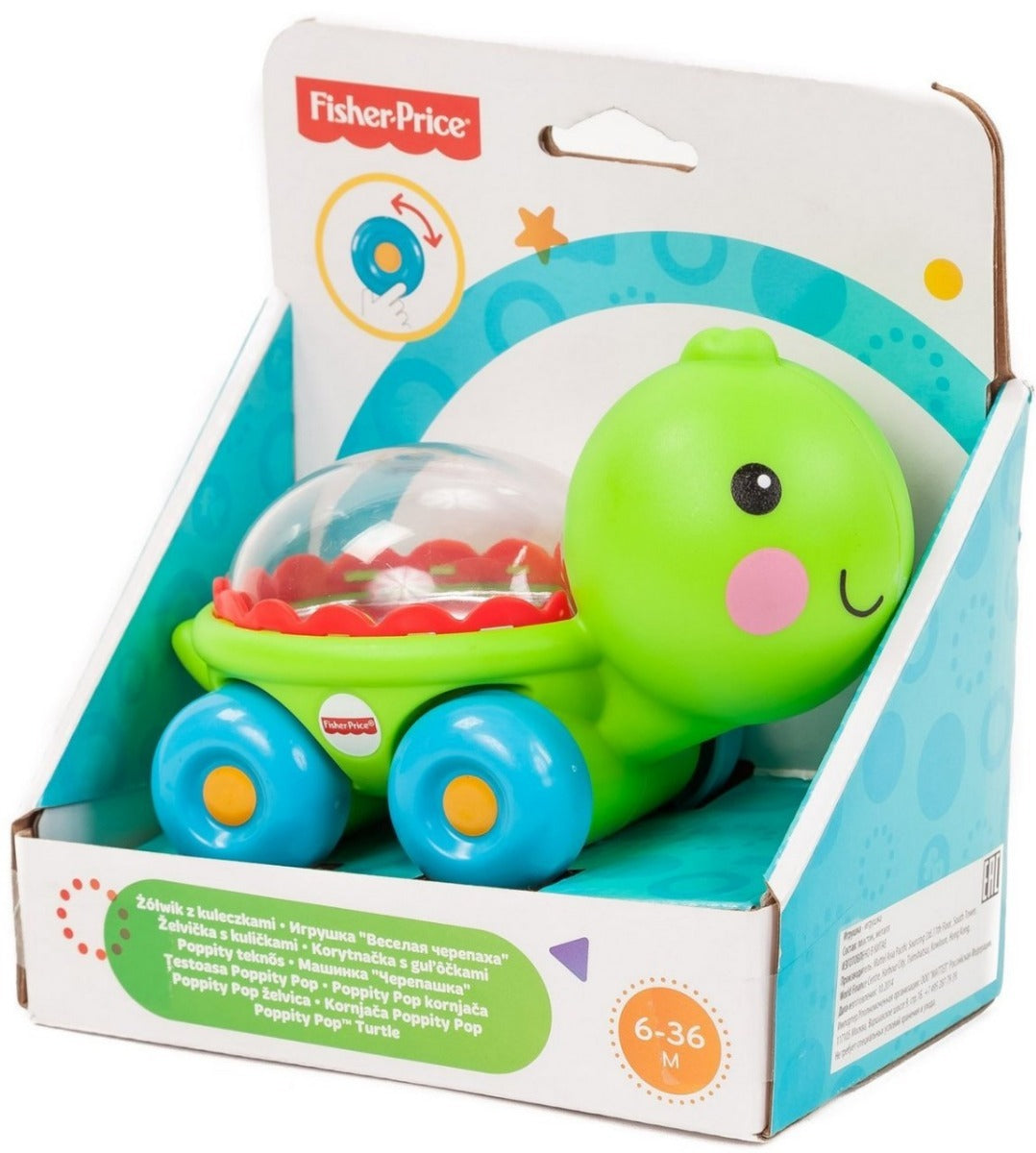 Fisher-Price Poppity Pop Movimientos y Sonidos - Tortuguita BGX29 - Edad 6 meses+
