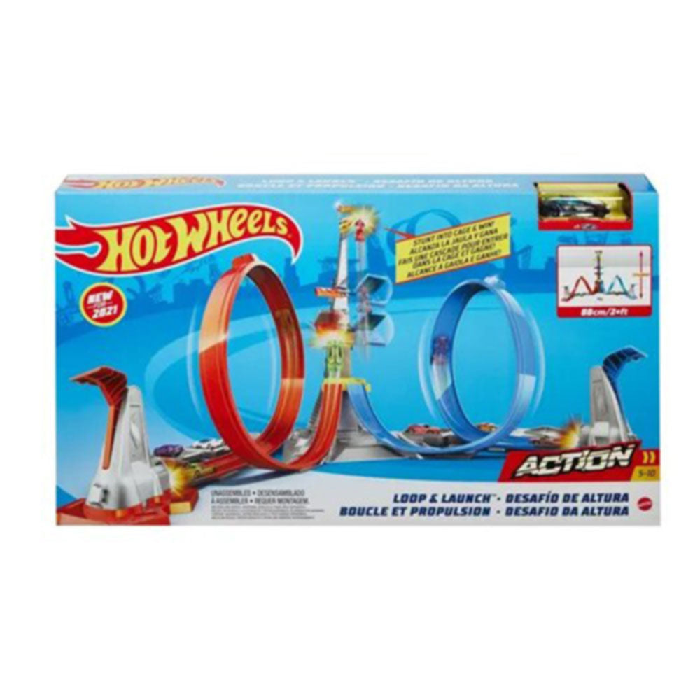 Hot Wheels Desafío de Altura GRW39: Pista y set de vehículos - Edad 5+