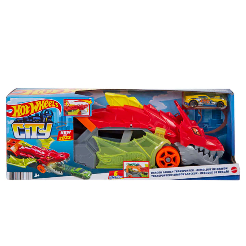 Hot Wheels Large Scales Remolque de Dragón GTK42: Pista y set de vehículos - Edad 6+