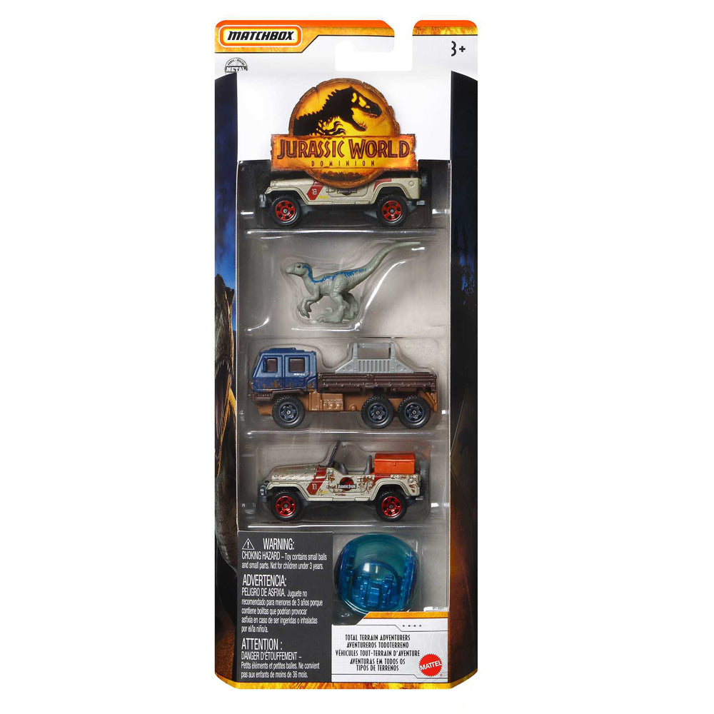 MATCHBOX JURASSIC WORLD 5 PACK AVENTUREROS TODOTERRENO FMX40